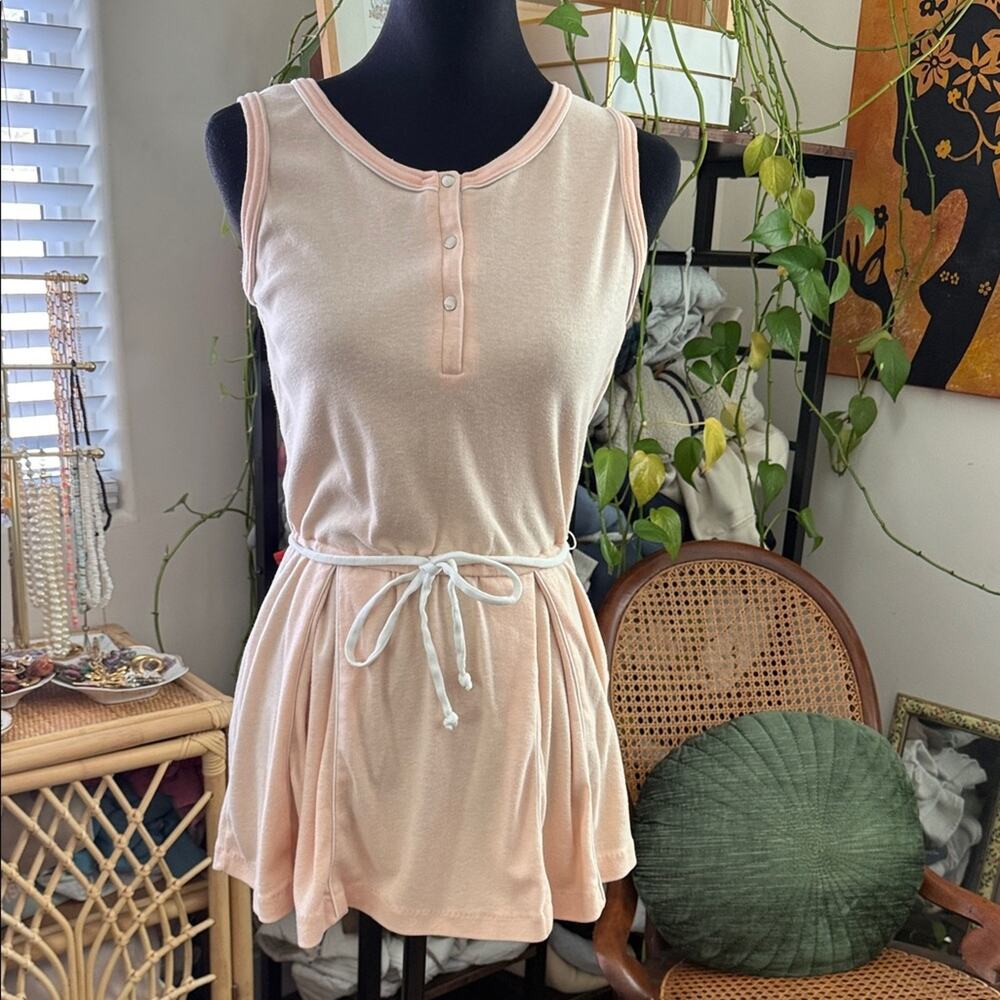 Vintage 70s/80s Royale Pale Peach Preppy Pickle Ball Mini Tennis Club Dress